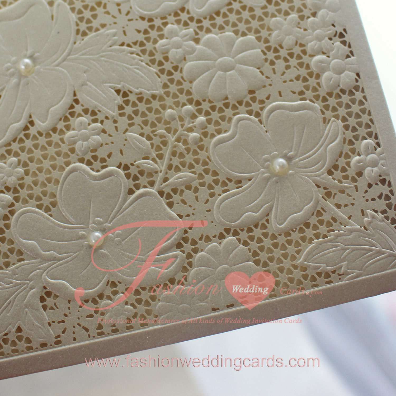 Ivory and White Laser Cut Wedding Invitation Pocket